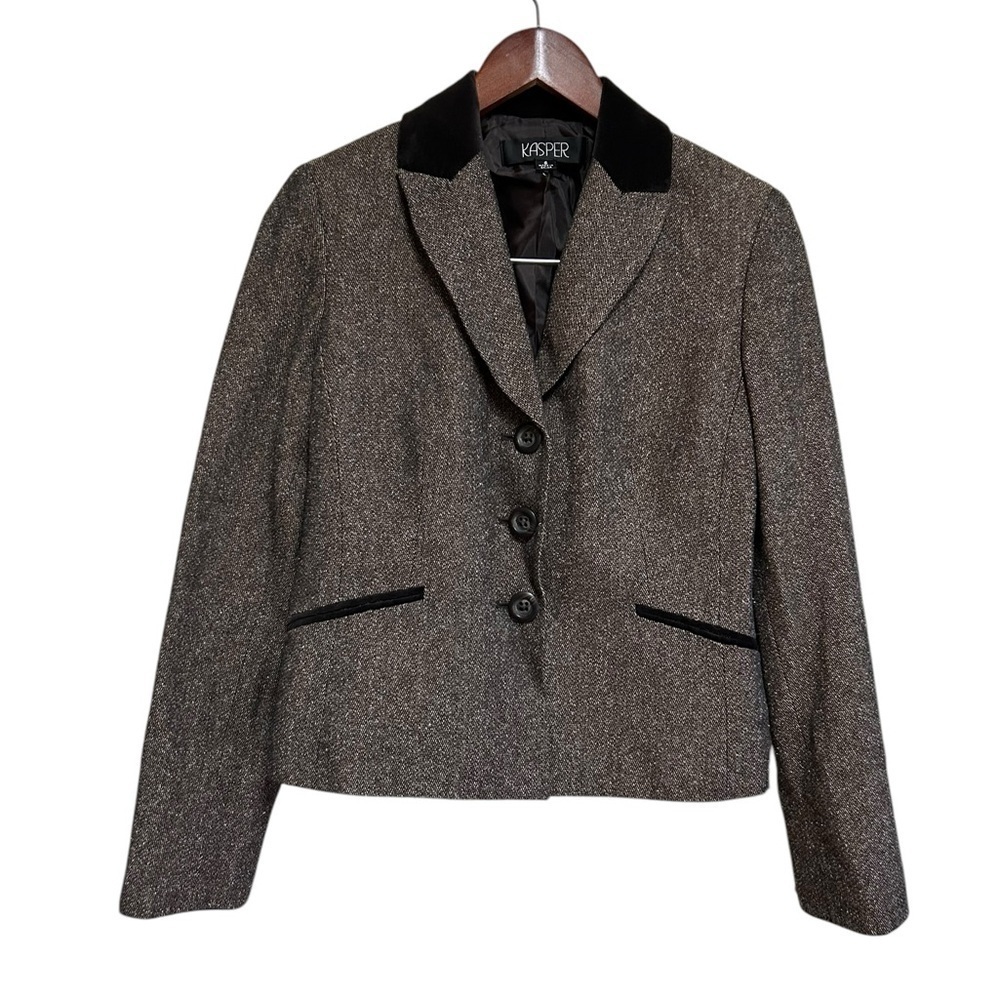 Kasper Tweed Blazer Brown Women’s Size 6 Career Classic British